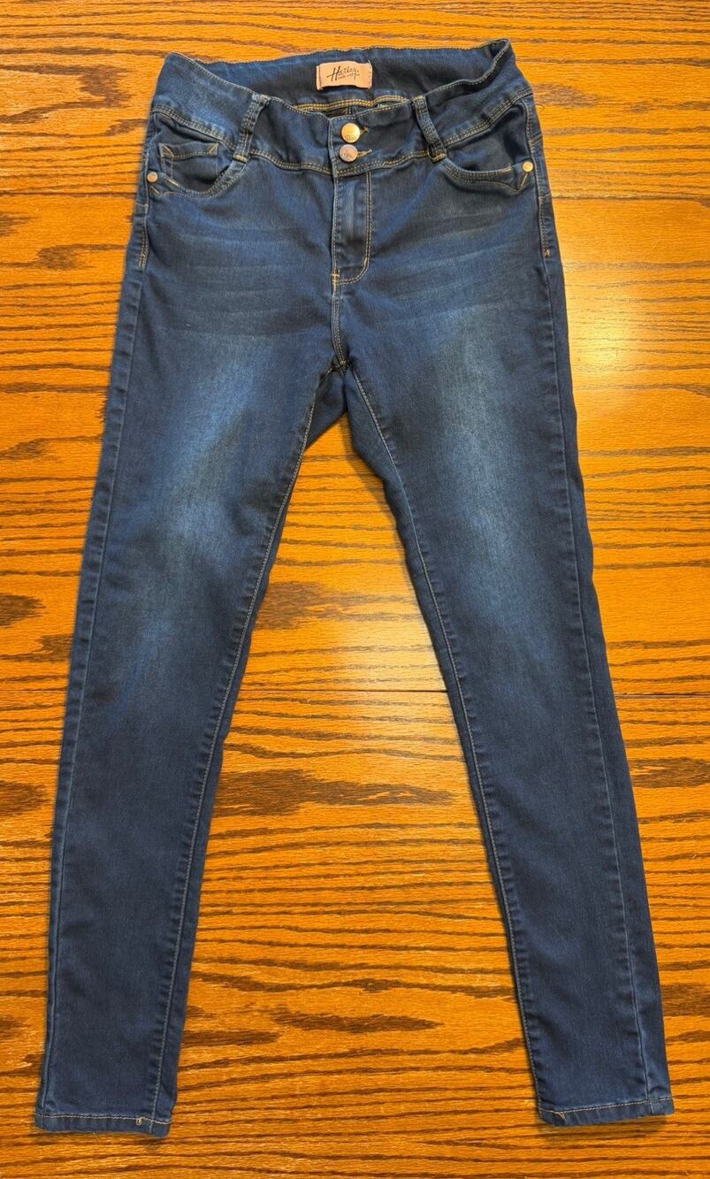 Hailey Made With Love Dark Blue Jeans Juniors Size 7 Double Button Y2K